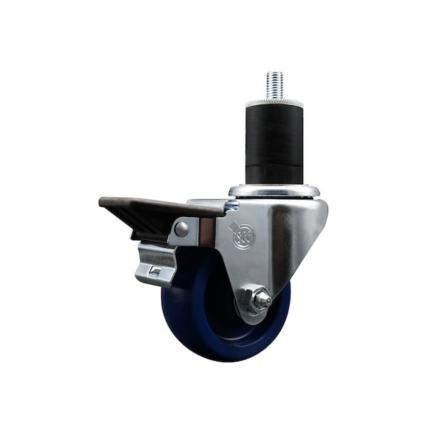 3'' Solid Poly Swivel 1-3/4'' Expanding Stem Caster with Brake